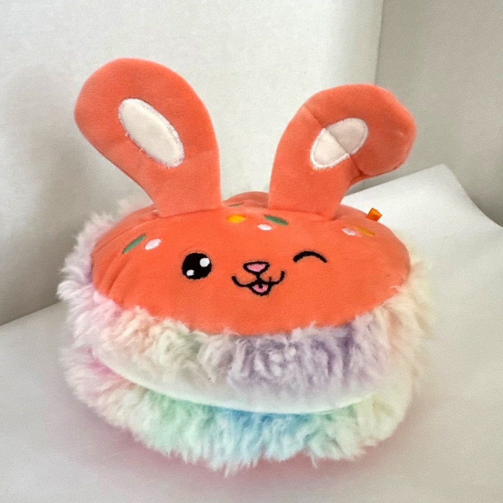 Bunny Macaron Plush Orange Rainbow Fur MTY International Pastels Whimsical Toy